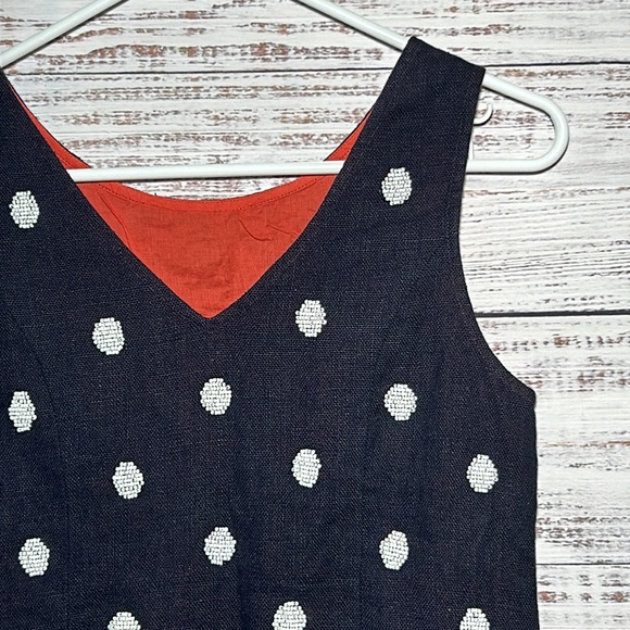 Anthropologie Odille Top Navy White Beaded Polka Dot Size 4 - Picture 10 of 16